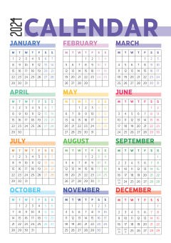 Colourful Modern Minimalist 2024 Yearly Calendar